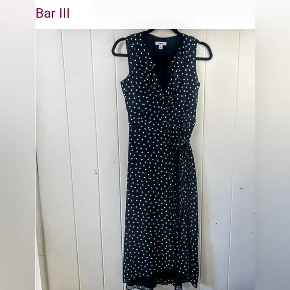 NWT Bar III Assymetrical Black Polka Dot Wrap Dress